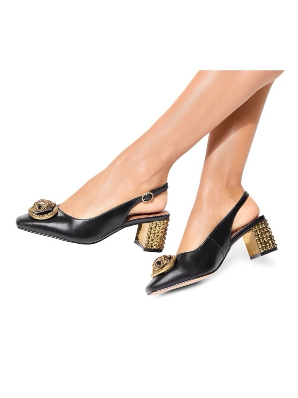 Kurt Geiger London Chelsea Block Slingback Heels in Black  Size EU 38 US 7.5